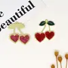 Estilo Coreano Melocotón Fresco Corazón Cereza Accesorios para Joyería DIY Aleación Gota de Aceite Pendientes Colgante Colgante Pequeño