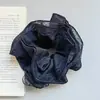 Anillo para el Cabello de Encaje Negro Estilo Coreano Intestino Grande 2025 Nuevo de Gran Tamaño Flor de Verano Cabeza Cuerda para la Cabeza Moño Alto Elegante Adorno para la Cabeza