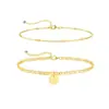 Tobillera con Colgante de 26 Letras en Forma de Disco para Comercio Exterior Transfronterizo Moda Moderna Estilo Simple Casual Cadena Doble para Tobillo para Mujeres 2026