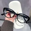 Gafas de Mujer Estilo Nuevo Maillard Retro Ojo de Gato con Montura Negra para Miopía, Se Pueden Personalizar con Graduación, Hacen que la Cara Parezca Más Pequeña, Gafas para Mujer con Filtro de Luz Azul