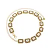 Cinto Feminino Casual de Verão Decoração Gravada Vintage Strass Grande Corrente Fina para Cintura Versátil para Vestido Corrente de Metal