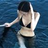 Fábrica de Origem Sexy Transparente Malha Biquíni Preto Fato de Banho Feminino Férias na Ilha Sexy Saia de Praia Emagrecedora