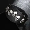 Pulsera ancha de cuero popular europea y americana transfronteriza pulsera de calavera personalidad dominante punk retro hip-hop pulsera joyería al por mayor