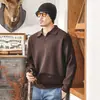 Suéter retro estilo americano con cuello de gaviota, colección otoño/invierno para hombre, corte holgado, moderno, sencillo suéter casual de punto con cuello polo para hombre, estilo otoño