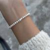 Pulsera de Plata Esterlina S925 de Perla Irregular Natural para Mujer, con Cuentas, Plata Rota, Estilo Frío, Nicho, Joyería Elegante y Versátil