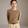 Suéter de cachemira para mujer, 100% cachemira pura de cabra, jersey de punto, cuello redondo, manga larga, corte ajustado, cachemira completa