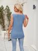 2025 Ropa de mujer europea y americana Amazon Primavera y Verano Nuevo Color sólido Cuello en V Bolsillo suelto Chaleco tipo jersey Top