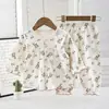 Novo Conjunto de Roupa para Meninas Estilo Primavera, Pijama Elegante de Duas Peças para Bebês, Roupa de Casa Infantil de Manga Longa, Novidades para Crianças Pequenas