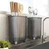 Soporte de Cocina sin Taladro para Palillos Soporte de Almacenamiento con Drenaje Estante de Almacenamiento Soporte de Almacenamiento para Cucharas y Palillos