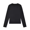 Camiseta de manga larga con cuello redondo, mezcla de lana merino y Tencel de 220 g/m², corte ajustado, básica, simple y versátil para usar debajo de otras prendas.