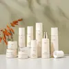 Botella de Vidrio Cosmético 100ml Botella Dosificadora Tipo Prensa Botella para Set de Crema de Agua Tarro de Crema de Vidrio Blanco Hueso 30g