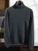 Cuello Alto Cachemir 2026 Otoño e Invierno Nuevo Hombres Liso Engrosado Tejido Camiseta Base Estilo Coreano Manga Larga Suéter de Lana