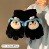 2025 Nuevos Guantes de Peluche de Pingüino Lindo para Niñas Invierno Más Fáciles de Combinar Estilo Coreano Cálidos Cortos de Dibujos Animados para Cuello