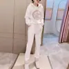 2022 Principios de Primavera Nuevo Traje Deportivo Casual Blanco Moda para Mujer Sudadera con Capucha de Manga Larga Conjunto de Dos Piezas