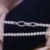 Accesorios DIY hebilla de collar chapada en plata de ley S925 hebilla de plata larga de una sola fila hebilla de cierre de cuentas hecha a mano