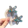 Pinza para el pelo de pentagrama con diamantes brillantes de estilo coreano de lujo ligero, pinza lateral de lazo de lujo ligero, accesorio para el pelo dulce y exquisito con diamantes completos para niñas