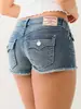 Shorts Jeans Azuis Rasgados Moda de Rua Americana Retro Transfronteiriça Europeia e Americana Garota Popular Sexy Truereligion