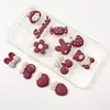 Parche de Dibujos Animados Accesorios para Joyería DIY Funda para Teléfono Móvil Pegamento de Crema Pasador Accesorios para el Cabello Media Cara Banda de Goma Rojo Vino Material para Bolsas de Zapatos