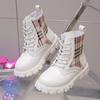 Botas Martin de Moda Casual para Niños 2023 Nuevo Estilo Británico de Caña Media con Cordones Punta Redonda Zapatos de Piel para Bebé de Comercio Exterior