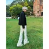 Pantalones casuales holgados para hombre estilo callejero japonés para otoño, relajados y a la moda, estilizan y alargan las piernas, pantalones casuales ligeramente acampanados, modernos