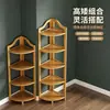 Estante de esquina para baño de bambú, estante de almacenamiento triangular de pie, estante de almacenamiento multicapa, estante de almacenamiento de esquina para baño