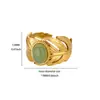 Lujo Ligero Retro Mariposa Ojo de Gato Piedra Natural Flor Anillo Acero Inoxidable Hermosa Hoja Anillo de Gama Alta Venta al por Mayor