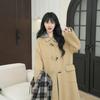 Abrigo de Lana Doble Cara con Botones de Palanca, Longitud Media para Primavera, Otoño e Invierno, Estilo Coreano, Adelgazante, Ropa Versátil para Mujer de Tallas Pequeñas, Liquidación de Fin de Temporada