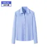 Camisa de algodón puro para mujer de los 80, moderna, cuello en V, casual, lista para usar DP, no necesita planchado, ropa de trabajo para ir al trabajo, hecha a medida
