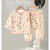 Conjunto de Pijama de Gaze de Algodão de Camada Dupla Classe A para Meninos e Meninas, Conjunto de Duas Peças para Bebês, Roupa Infantil para Primavera, Outono e Verão, Roupa de Primavera para Bebê