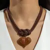 Joyería de Estilo Europeo y Americano, Diseño Único de Nudo con Elementos de Hoja, Estrella de Mar y Concha, Collar Exagerado, Collar Sencillo con Colgante de Cordón