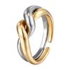 Anillo de apertura de doble capa con bobinado transfronterizo para mujer, nicho, alta calidad, acero de titanio, electrochapado en oro de 14K, joyería superpuesta, venta al por mayor