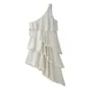 Comercio Exterior Wholesale Verano Nueva Moda Ropa para Mujer, Vestido sin Mangas Elegante y Sencillo de un Solo Hombro con Capas Decorativas