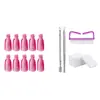 Conjunto completo de ferramentas de cuidado para remoção de unhas, kit de remoção de unhas com empurrador de aço, escova de limpeza, discos de algodão, conjunto para manicure e remoção de unhas para uso doméstico