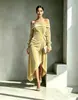 Estación Independiente Europea Comercio Exterior Ropa de Mujer Sexy de un Hombro Elegante Temperamento Vestido de Fiesta Vestido con Abertura