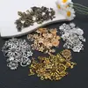 Paquete Mixto de 100 Estilos de Colgantes, Collares, Llaveros y Accesorios de Joyería de Aleación de Cinco Colores: Rosa Vintage, Girasol y Trébol de Cuatro Hojas