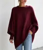 Suéter de punto oversized con cuello redondo, transfronterizo europeo y americano, otoño/invierno 2026, marca independiente, estilo holgado y relajado, suéter de color liso para mujer