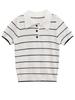 Camisa Tejida de Manga Corta Amarilla Fina con Cuello Polo Casual Verano Mujer 2025 Estilo Europeo y Americano Camiseta Casual