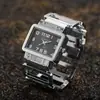 Reloj de Moda para Mujer CANSNOW Lujoso Reloj Dorado y Plateado Exquisito Brazalete de Personalidad Reloj de Esfera Rectangular para Mujer