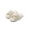 Pantuflas de Algodón con Rayas Abiertas y Tiras Cruzadas para Mujer, Pantuflas de Felpa Cómodas y Sencillas para el Hogar, Pantuflas de Felpa