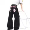 Jeans para hombre de estilo americano con tachuelas cruzadas, diseño de alta calle, geniales y elegantes, pierna ancha, vintage, pantalones largos versátiles