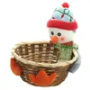 Pote de Doces de Natal Transfronteiriço Rattan Caixa de Presente Transparente para Idosos Boneco de Neve Alce Suprimentos de Natal Decoração Pequena para Crianças