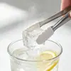 Diretamente da fábrica: Pinça de gelo de silicone antiderrapante de aço inoxidável 304, pinça para cubos de gelo de bar, pinça para cubos de açúcar doméstica, pinça para alimentos