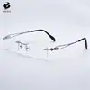 Armazones de Lentes sin Marco Grandes para Hombres y Mujeres, Adecuados para Profesionales de Negocios, Adolescentes y Estudiantes, Lentes sin Marco con Bordes Cortados en Diamante