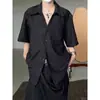 Camisa retro americana de manga corta para hombre, nuevo estilo de verano 2026, camisa holgada de manga media con cuello cubano estilo japonés de moda para hombre