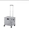 Caixa Dobrável com Rodas e Tampa, 4 Rodas Giratórias e Deslizantes, Caixa Rolante com Alça e Rodas Duplas para Transporte Fácil e Uso Versátil(Branco Cinza Azul)