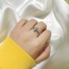 Anillo Europeo y Americano Electrochapado 925 Plata Antigua para Mujer, Moda Personalizada de Moda ins, Anillo de Boca Abierta de Moda, Celebridad de Internet, Anillo Simple Hip-Hop para Dedo Índice