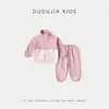 [Liquidação 79,9] Preço Original 85 Família Dudu Roupas Infantis Conjunto de Fleece para Meninos Jaqueta e Calça de Inverno para Crianças Meninas