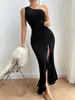 2026 Moda Femenina Transfronteriza Elegante Casual Diario Vestido Sexy de Un Hombro con Abertura Alta y Espalda Descubierta