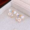 Pendientes de Mariposa y Flor de Cristal Artificial de Celebridad de Internet Dulces, Pendientes de Moda Versátiles Frescos y Elegantes de Celebridad de Internet para Mujer