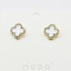 Pendientes de Aguja de Plata S925 Estilo Coreano y Japonés Pendientes de Pedrería con Forma de Flor de Ciruelo Elegantes Pendientes de Botón Blanco y Negro con Goteo de Aceite al por Mayor para Mujer Cristal